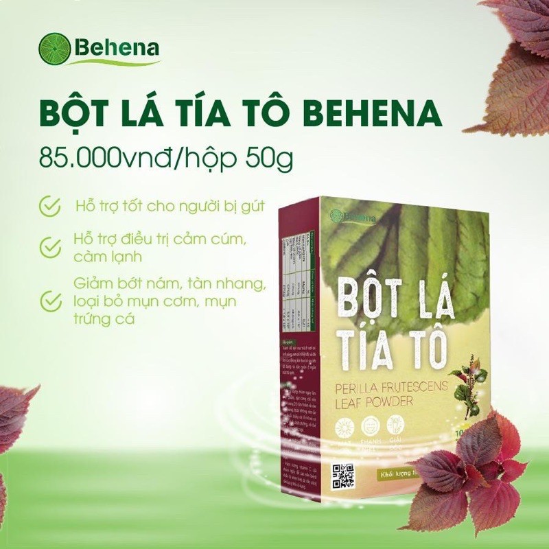 Bột tía tô Behena nguyên chất 100%, hỗ trợ kháng viêm, cảm cúm, ngăn ngừa bệnh Gout
