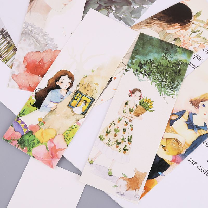 Sa Set 30 Thẻ Giấy Ghi Chú Đánh Dấu Trang Sách Hình Cô Gái / Trường Học
