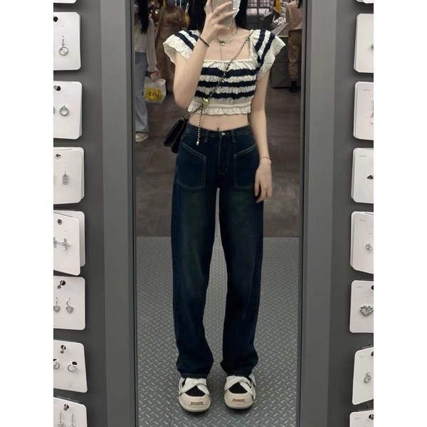Áo croptop nữ đen lưới tay xoè - hàng có sẵn