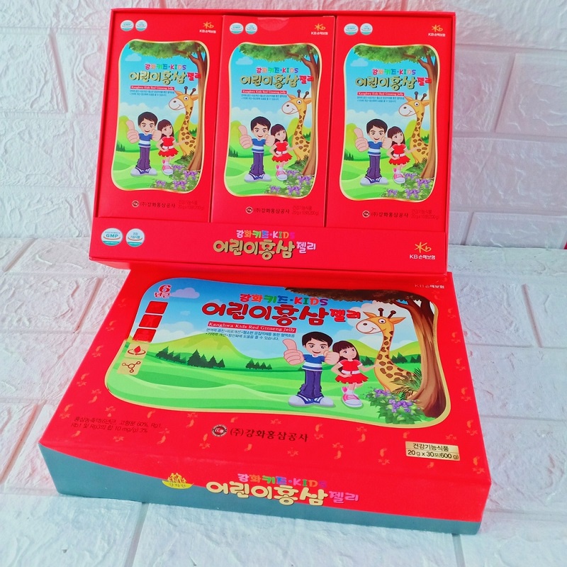 Thạch Hồng Sâm Trẻ Em Kanghwa Kids Red Ginseng Jelly Hàn Quốc, Hộp 30 Gói * 20g, Giúp Tăng Sức Đề Kháng