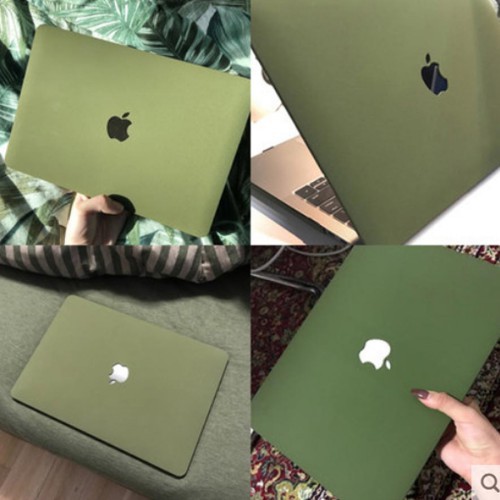 Ốp Macbook màu Xanh rêu đủ dòng (Tặng kèm nút chống bụi và bộ chống gãy sạc)