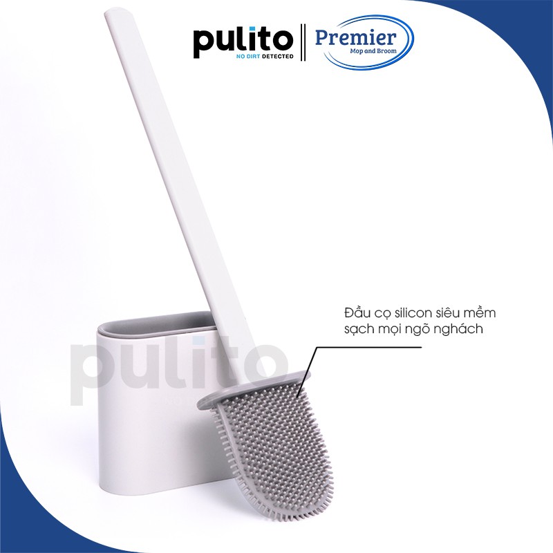 Chổi cọ toilet silicon kèm hộp đựng Pulito, cây cọ bồn cầu vệ sinh toa-lét phòng tắm siêu sạch PT-CVS