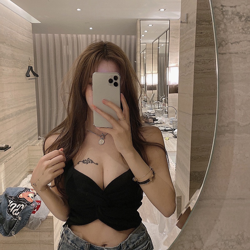 Cocory vn Áo Croptop Sát Nách Màu Trơn Dáng Ôm Thời Trang Mùa Hè Quyến Rũ Cho Nữ