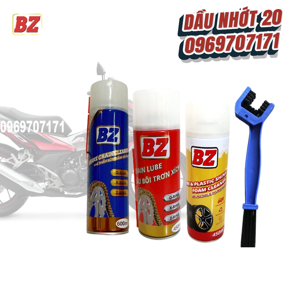 Combo 3 chai: dưỡng sên bz + rửa sên bz + dưỡng bóng vỏ xe, nhựa nhám BZ, hàng xịn giá tốt, hàng xịn giá tốt