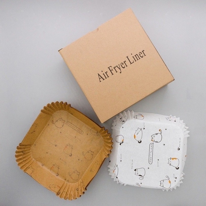 Set 50 Miếng Giấy Lót Nồi Chiên Hình Khuôn Bánh - Giấy lót nồi chiên không dầu miếng lót Giảm Thiểu Tối Đa Dầu Mỡ Bám Vào Nồi Chiên