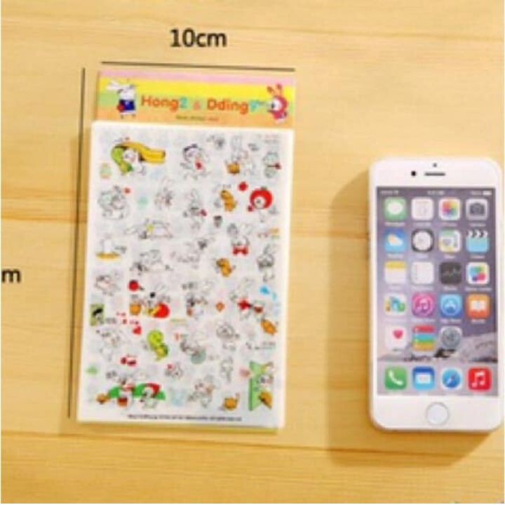 Combo 6 Miếng Dán Trang Trí Sticker Trang Trí Hình Thỏ Phong Cách Hàn Quốc Dễ Thương