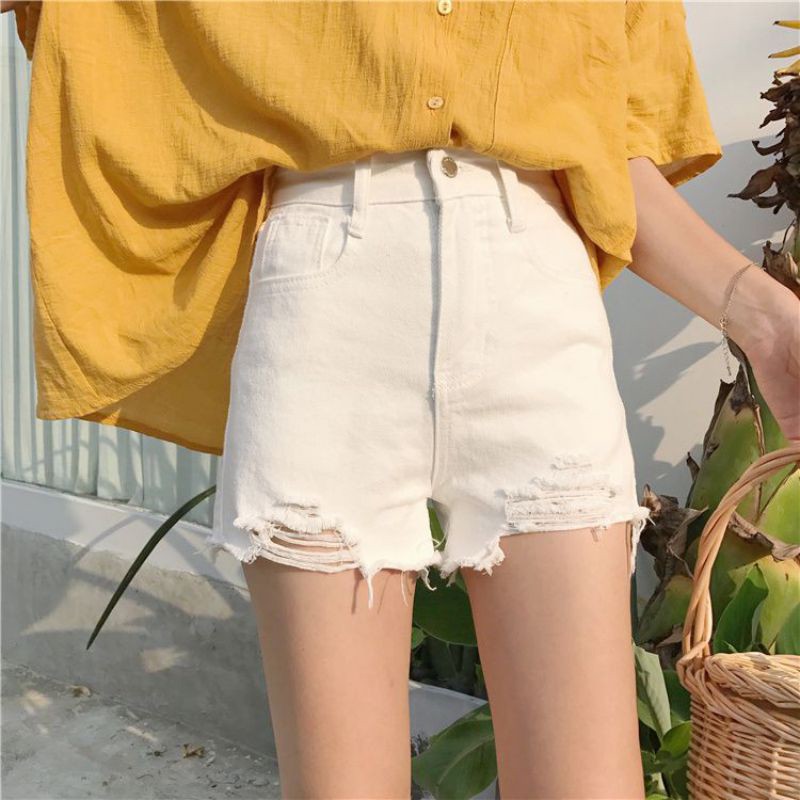 Quần Short Denim nữ ống rộng lưng cao