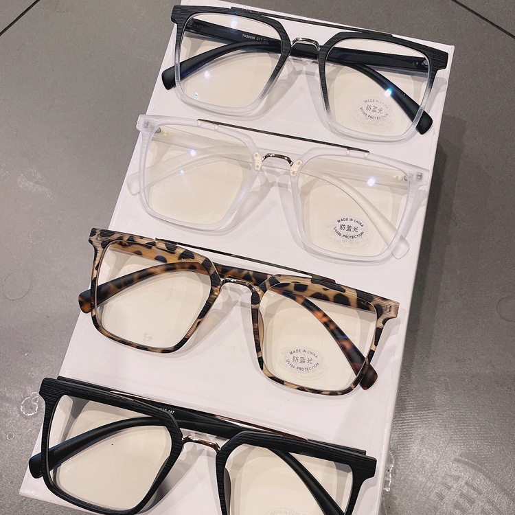 Kính cận VIENDO tròng lớn đổi màu chống ánh sáng xanh chống UV TR90 kiểu retro có độ 0~-6.0 (cắt theo yêu cầu)