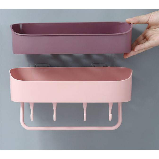 Kệ 2 lớp đa năng kèm móc treo và thanh phơi khăn
