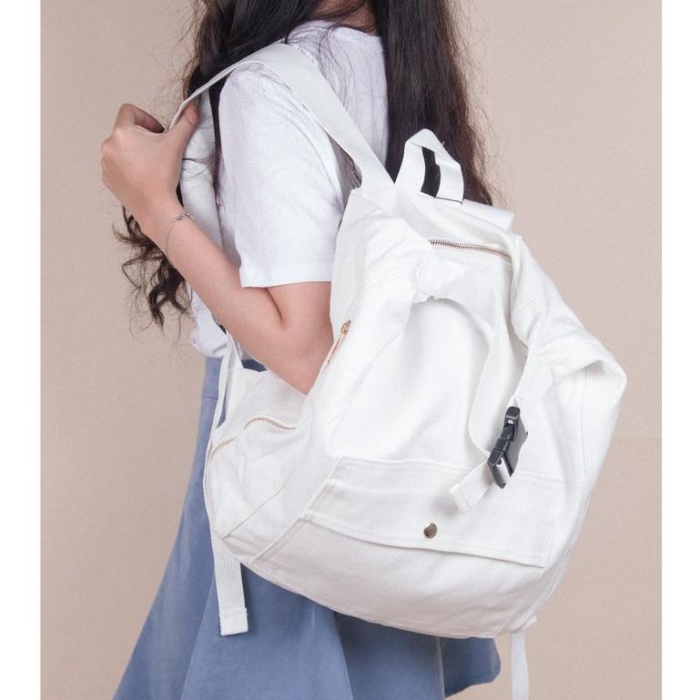 [Mã SKAMLTSM9 giảm 10% đơn 99K] Balo Vải - Casual Canvas Backpack Ver.2 - Màu Trắng