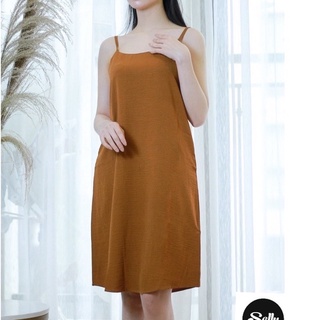 {69:S11}Váy 2 dây dài suông - chất đũi lụa trơn basic nữ