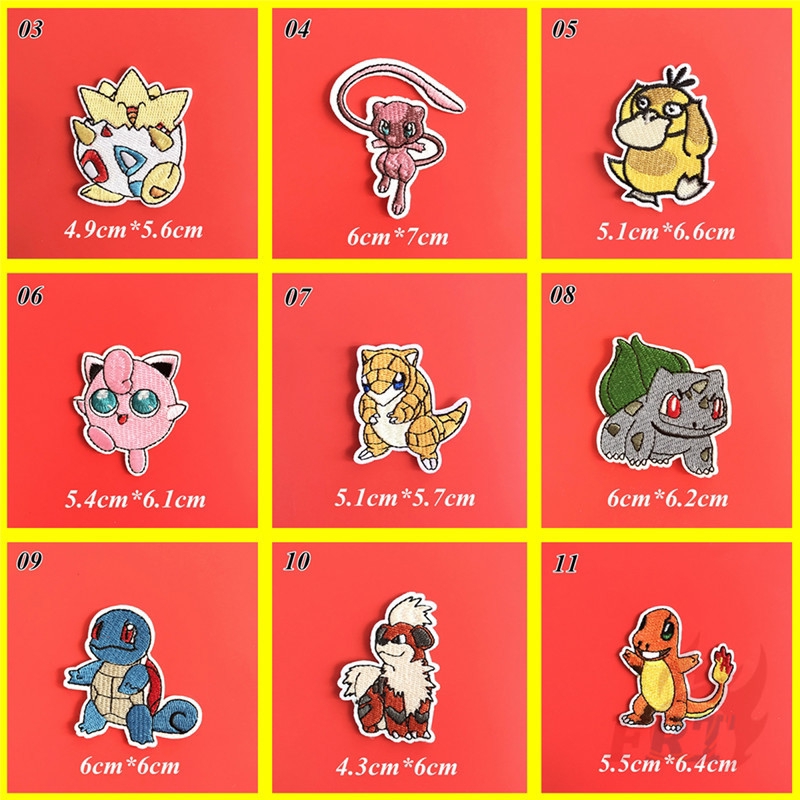 Sticker Ủi Thêu Trang Trí Hình Nhân Vật Pokemon