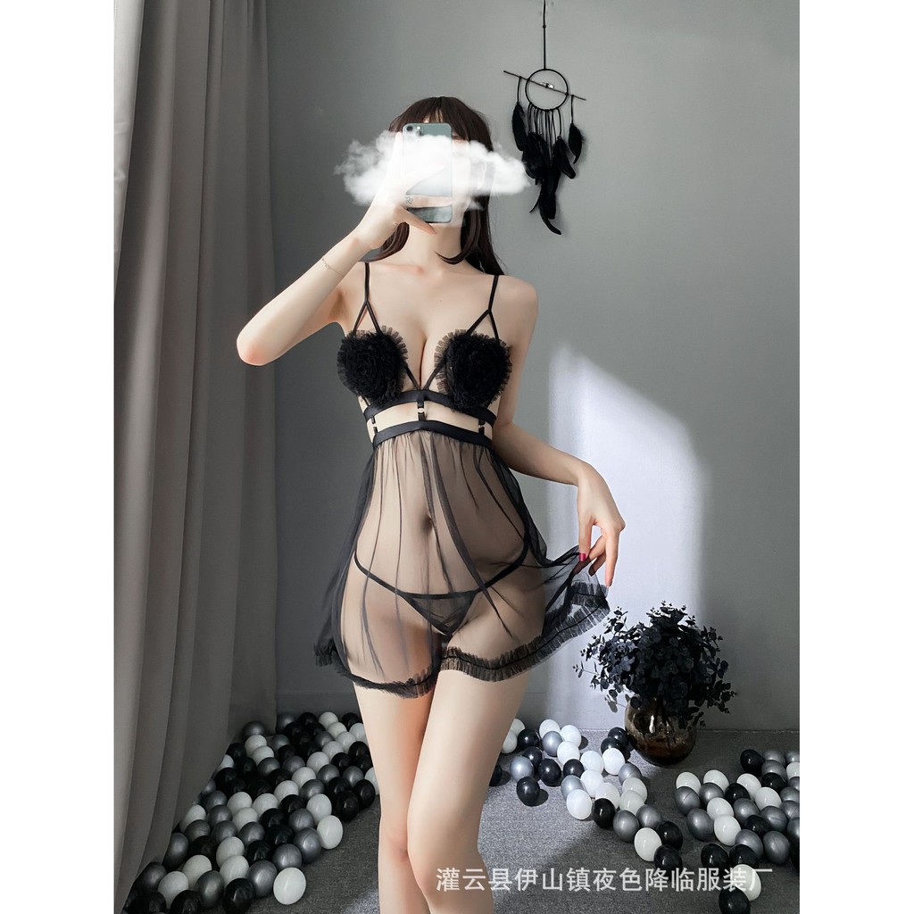 Đầm ngủ xuyên thấu mix ngực hoa siêu xinh L221 | BigBuy360 - bigbuy360.vn