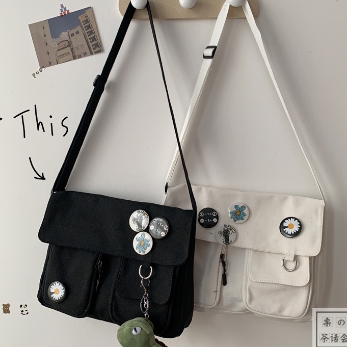 Túi đeo chéo, túi đeo vai vải canvas phong cách Hàn Quốc siêu cá tính đi học đi chơi