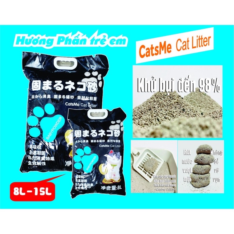 (Hoả tốc nhận sau 1h) Cát vệ sinh cho mèo cát nhật đen 8L catbox khử mùi vón cục