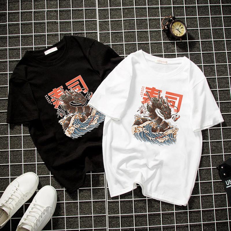 Áo thun nam nữ họa tiết Nhật Bản form rộng vải dày mịn 2020T2829