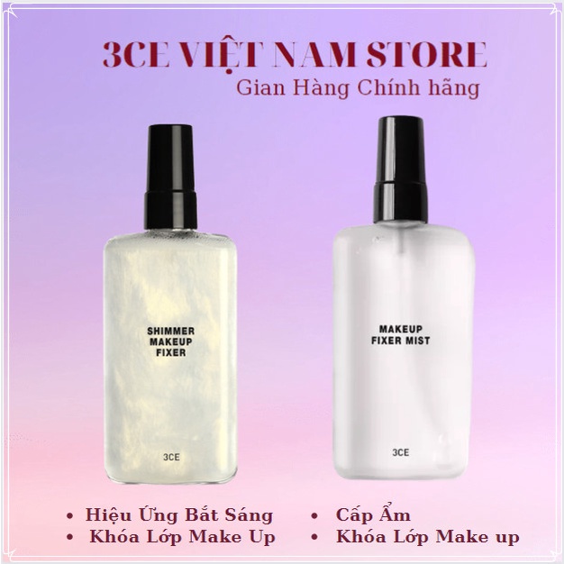 Xịt Khoáng - Khoá Nền 3CE Shimmer Makeup Fixer 100ml - Có Nhũ