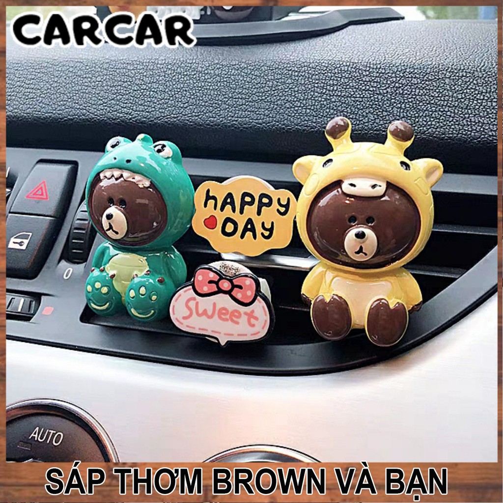 Sáp thơm gài cửa gió ô tô hình Brown và những người bạn dễ thương