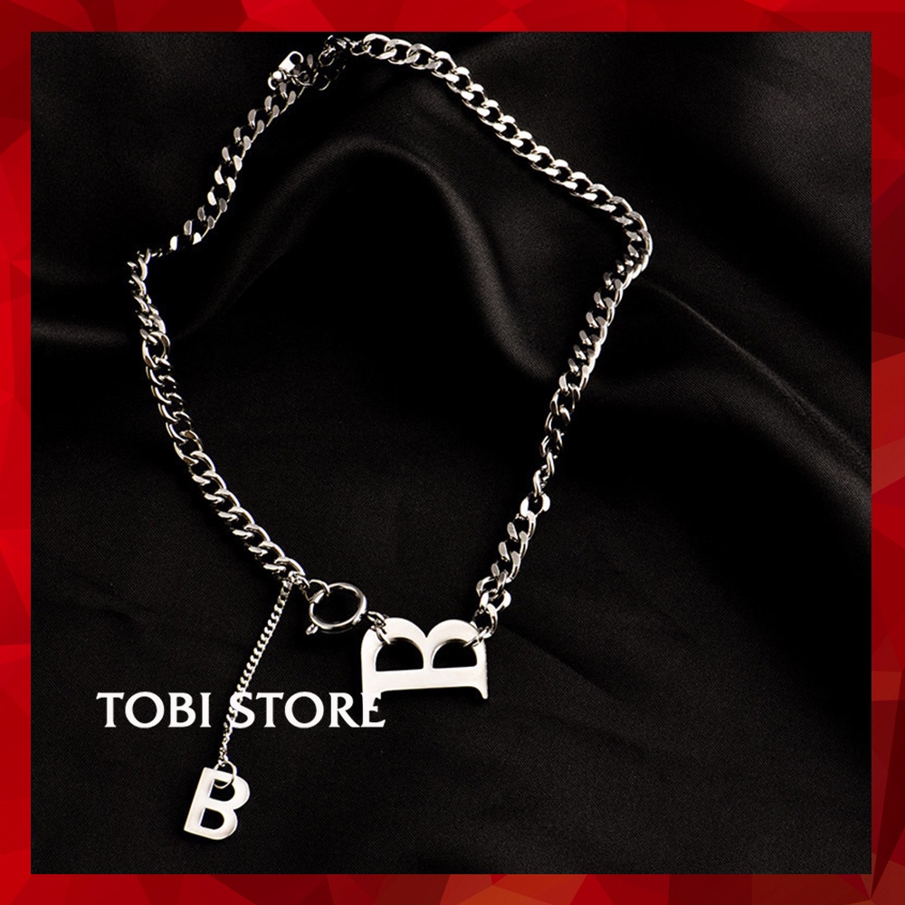 [Không đen gỉ] Dây chuyền thép titan mắt xích chữ B cá tính TB555