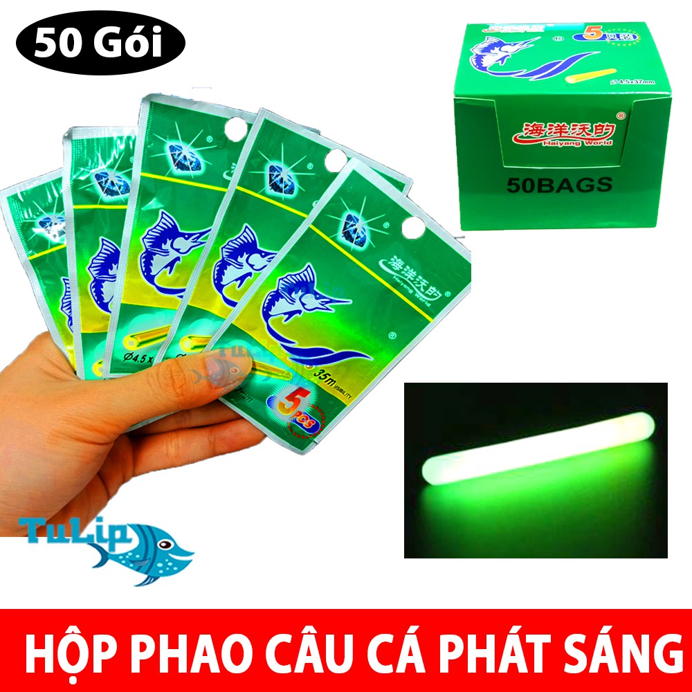 Combo 50 Gói Phao Sáng Câu Đêm - Phao Câu Phát Sáng Câu Cá Rô Phi, Cá Chép,...(1 Gói 5 que)