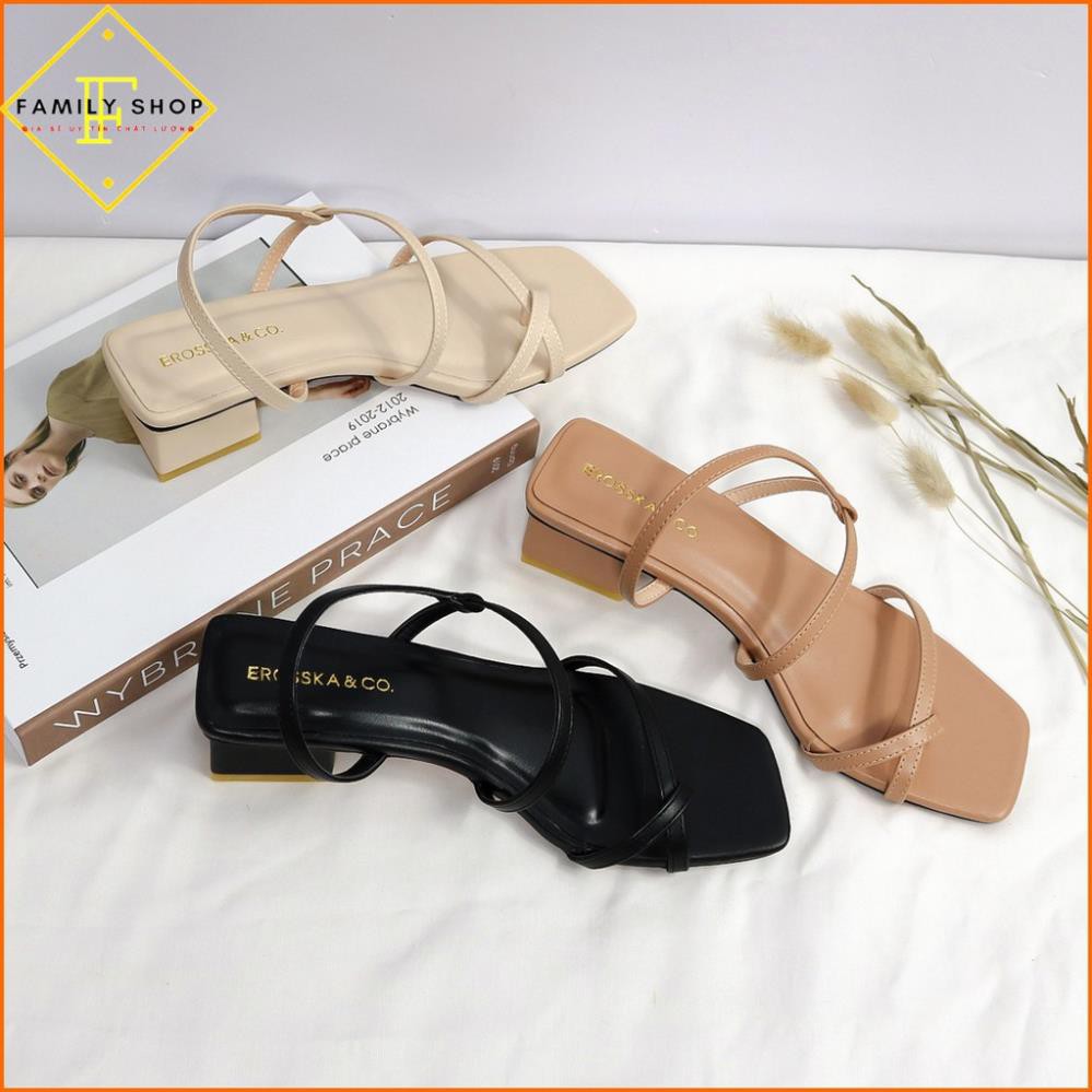 Giày sandal nữ thời trang xỏ ngón, kiểu dáng hiện đại mũi vuông đế cao 5cm màu kem EB024 [drop]