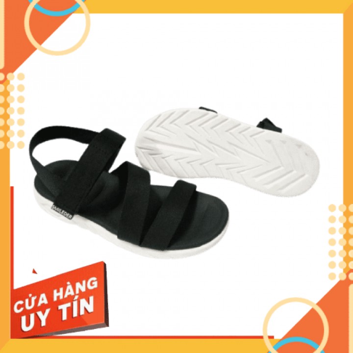 Giày sandal nam nữ SMILEDER đen và đen đế trắng đi học đi làm [freeship]