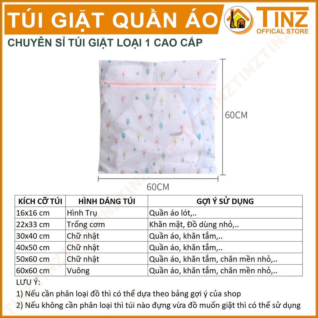 Túi Giặt TINZ VN Cây Xanh, Túi Lưới Giặt Đựng Áo Quần Cao Cấp Dành Cho Máy Giặt