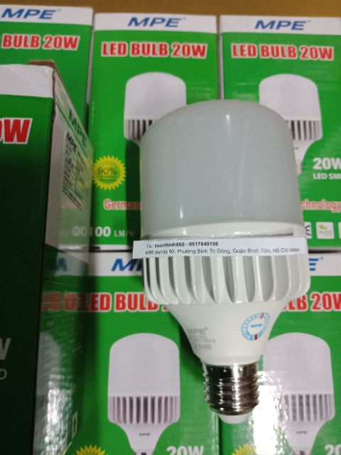 Bóng đèn Led búp trụ 20W MPE - thân nhôm đúc