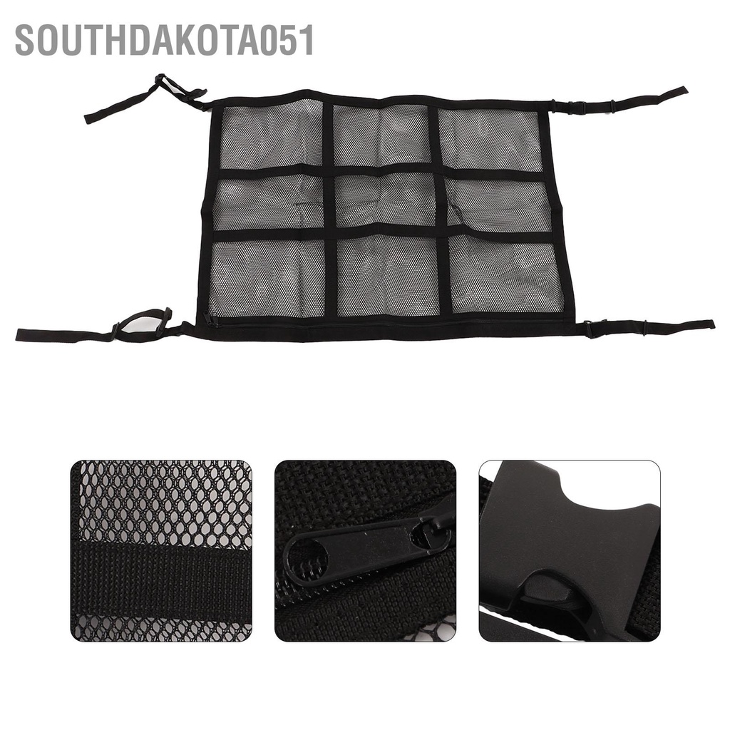 [Hàng Sẵn] Túi Lưới Đựng Đồ Treo Trần Xe Ô Tô Có Khóa Kéo 【Southdakota051】