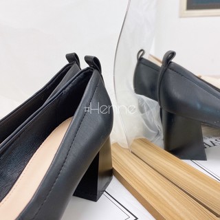 HENNE - Guốc da Basic công sở gót vuông 5cm