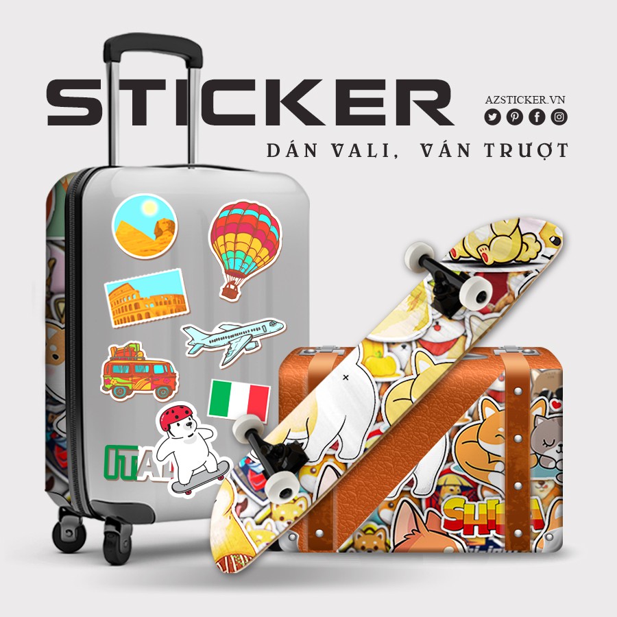Sticker Chó Shiba Inu Chống Nước, Chống Bay Màu | STK132 | Hình Dán Mũ Bảo Hiêm Điện Thoại Laptop Bình Nước