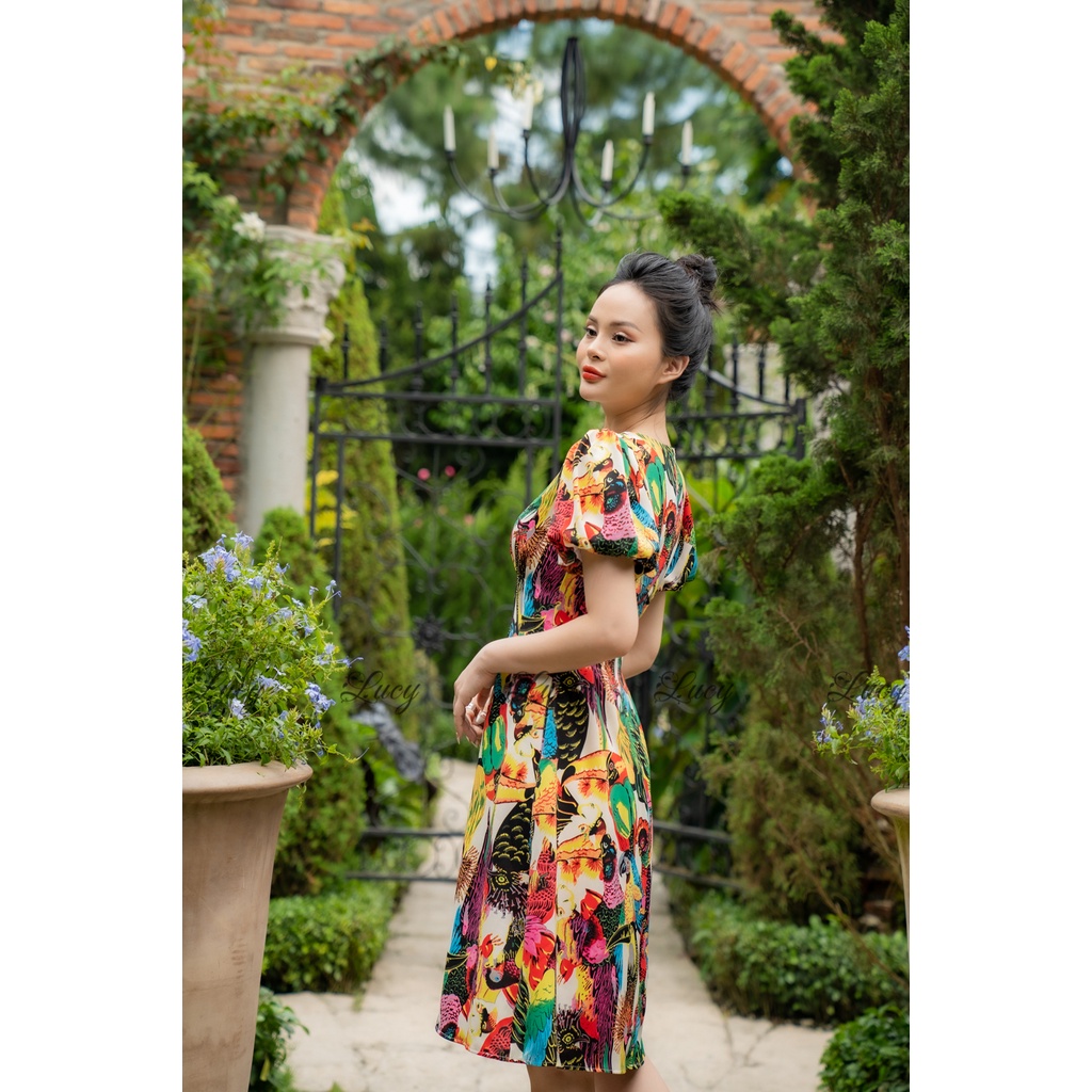 Đầm xoè Wonder 5063 tay ngắn lụa cotton giá tốt váy Lucy