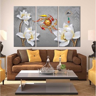 Tranh canvas trang trí hoa sen gồm khung