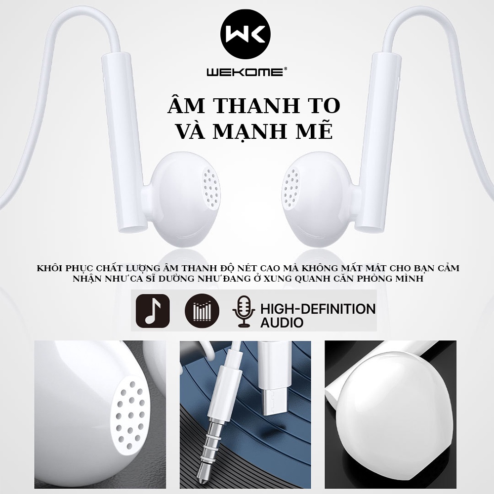 Tai nghe có dây Wekome YA-01 kiểu dáng earbud tích hợp đàm thoại, micro, âm thanh