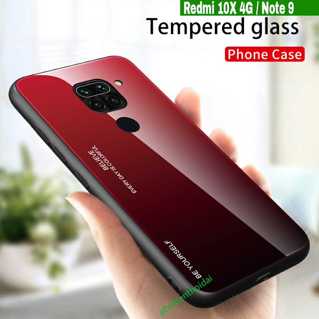 Ốp lưng Xiaomi Redmi 10X 4G / Redmi Note 9 FREESHIP Từ 50k mặt lưng kính đa sắc thời trang cao cấp