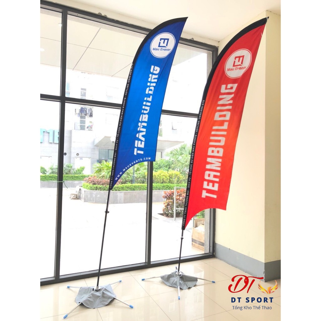 Cờ phướn, cờ cánh buồm 2,5x0,6m- đường may chắc chắn, in chuyển nhiệt trên vải phi bóng, bền màu