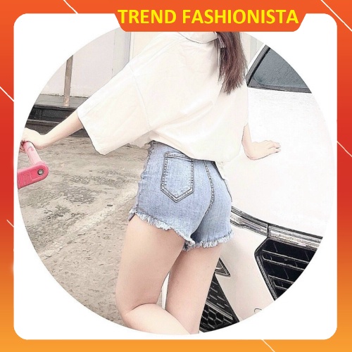Quần đùi jean nữ lưng cao from ôm chất co dãn cao cấp bền đẹp nâng vòng ba