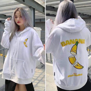 [SIÊU NGẦU] Áo khoác hoodie CHUỐI BANANA nỉ ngoại ulzzang đôi nam nữ unisex form rộng dây kéo zip dày giá rẻ đẹp