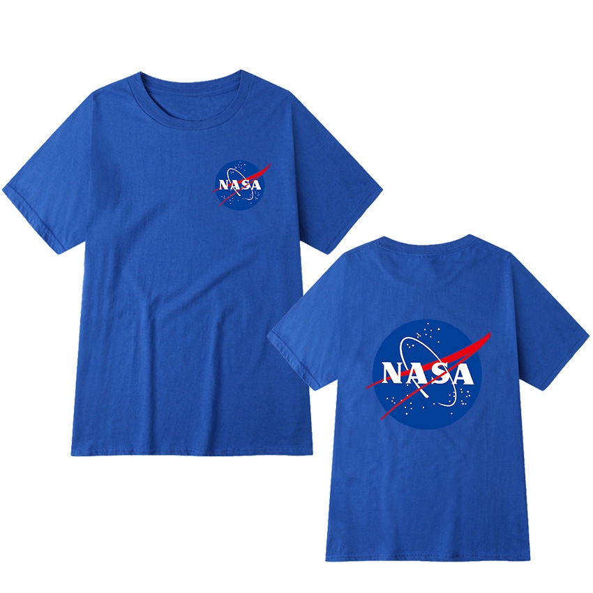 Áo thun cotton logo NASA tay ngắn phong cách retro cho nam