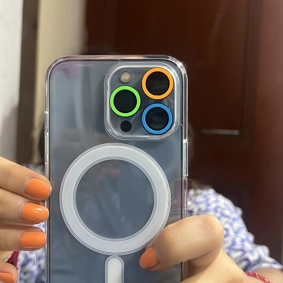 Kính cường lực camera chống lóa Phát Sáng Ban Đêm dành cho iP 12 13 11 Pro Max Mini XR XS Max viền kim loại