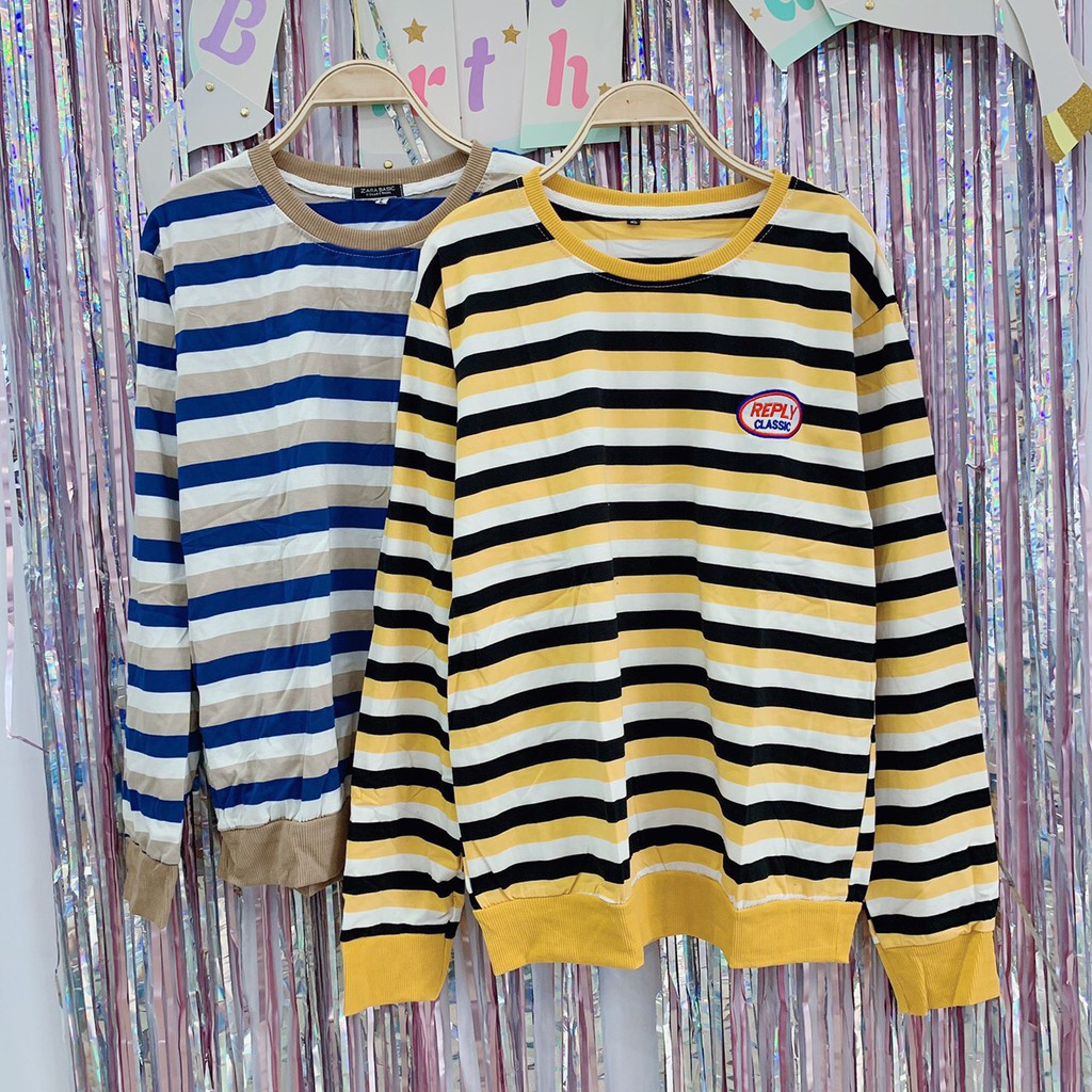 Áo sweater sọc ngang màu cầu vòng sọc màu hot hot cực xinh xắn