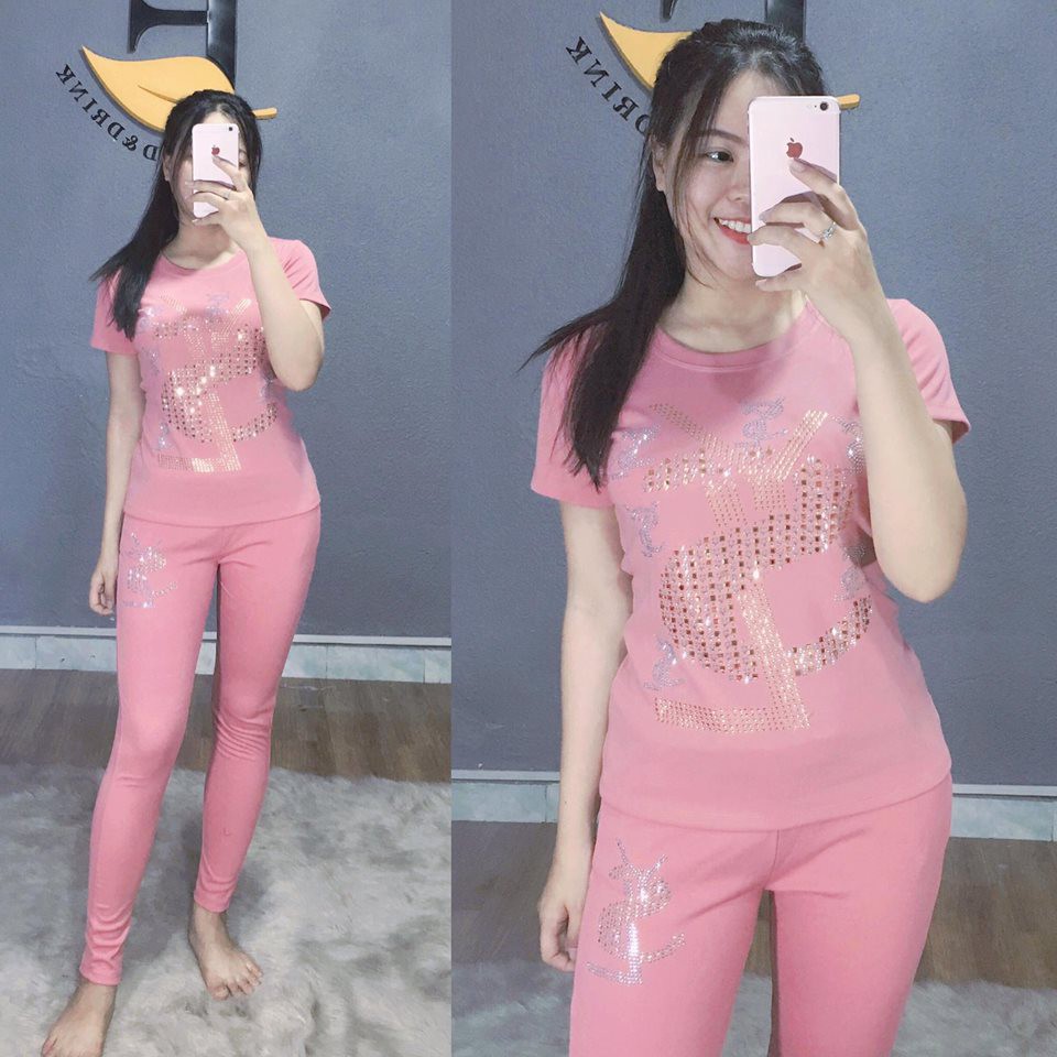 Đồ bộ thun tay ngắn ép đá mẫu SYL | BigBuy360 - bigbuy360.vn