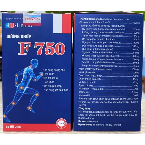 Viên uống XƯƠNG KHỚP F750 Chai 60 viên - BN - giảm đau - tái tạo và bổ khớp