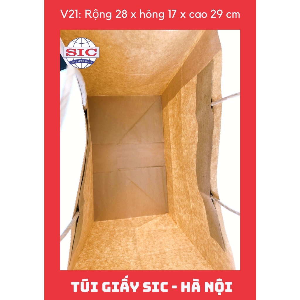 [COMBO 100 CHIẾC] TÚI GIẤY KRAFT V21: 28x17x29cm CÓ QUAI ( ẢNH THẬT)