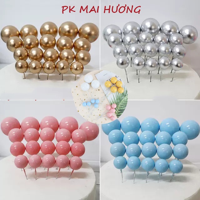 Phụ kiện trang trí bánh sinh nhật bánh kem - Set 40 bi màu cắm bánh