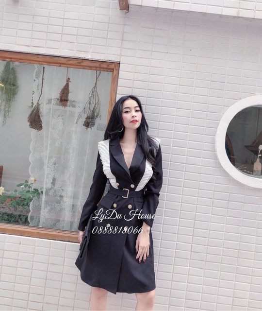 Đầm vest viền bèo dập ly (hình thật+video) | BigBuy360 - bigbuy360.vn