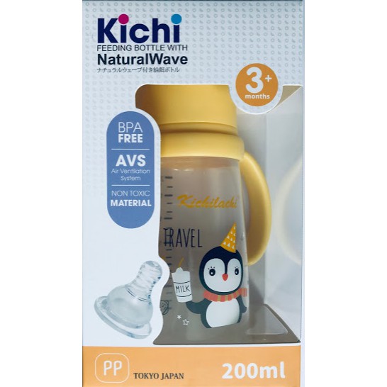 Bình Sữa KICHI PP Cổ Hẹp 200ml (Tặng Van Chống Sặc)