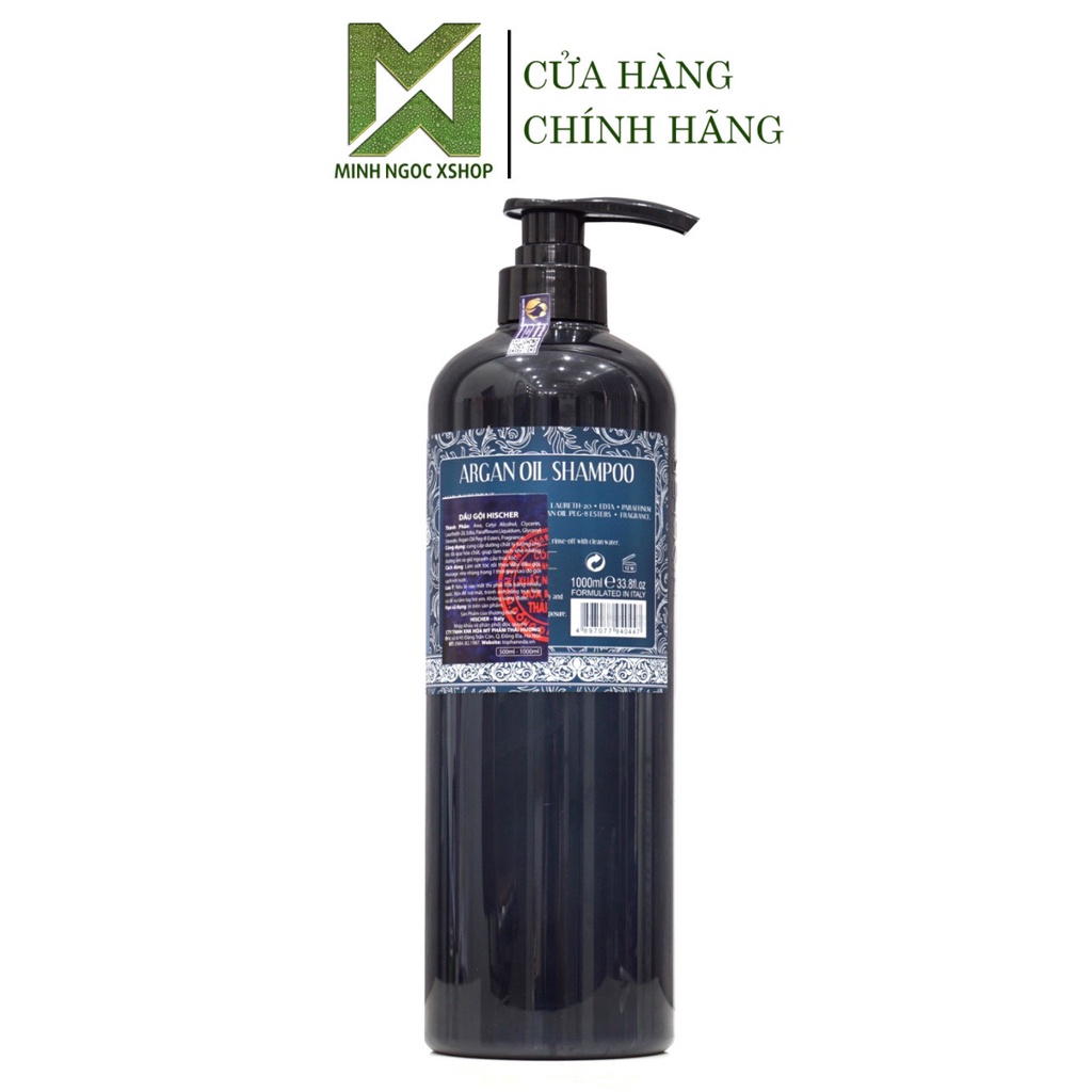 Dầu gội phục hồi cho mọi loại tóc Hischer Argan Oil 1000ml mềm mượt chuẩn salon tại nhà
