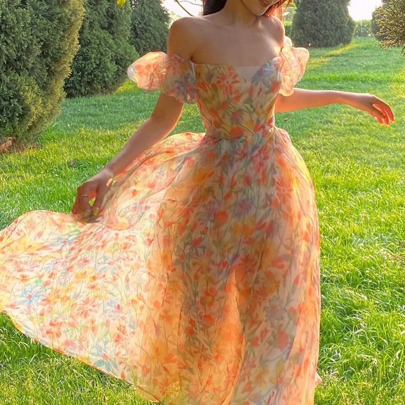 Đầm maxi xoè hoa tiểu thư🌷