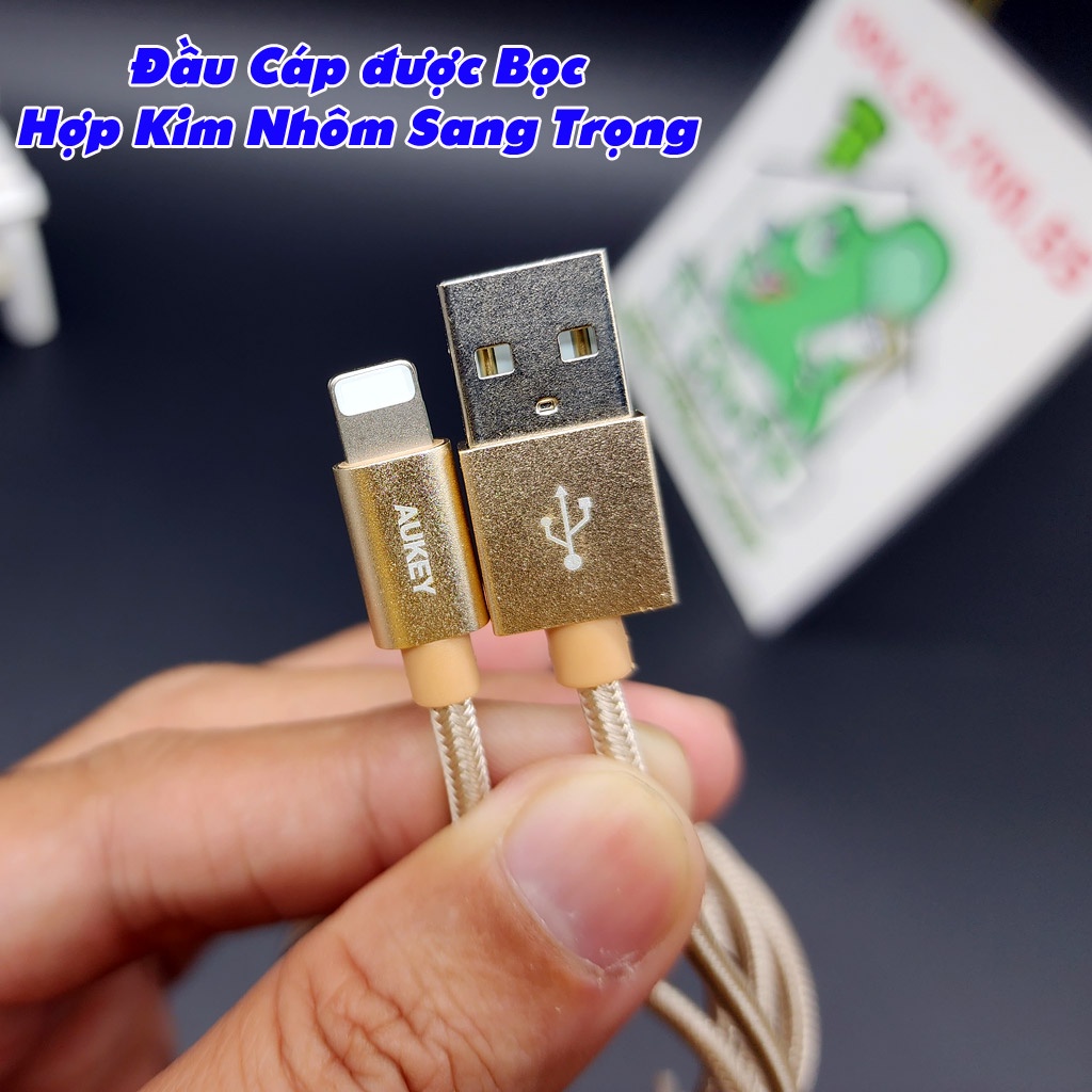 [Chính Hãng Aukey BH 12T] Cáp USB Ligh.ning M.F.i CB-D16 Dây Dù Kevlar Dài 1m2 Chống Gãy Đầu Hợp Kim Nhôm